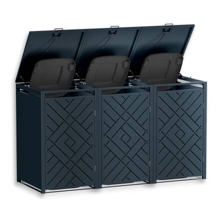 Metzler Design-Mülltonnenbox | 3er | 240l | Anthrazit RAL 7016 | Rautenmuster | Prisma