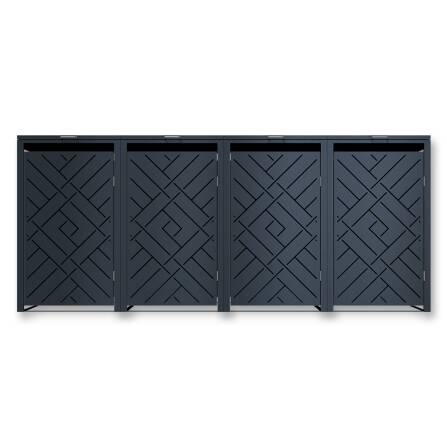 Metzler Design-Mülltonnenbox | 4er | 240l | Anthrazit RAL 7016 | Rautenmuster | Prisma
