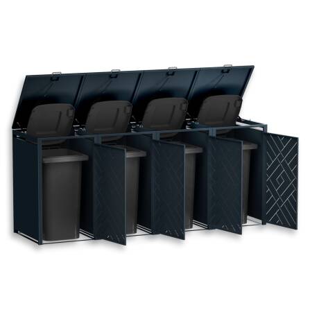 Metzler Design-Mülltonnenbox | 4er | 240l | Anthrazit RAL 7016 | Rautenmuster | Prisma