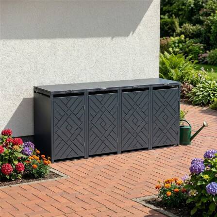 Metzler Design-Mülltonnenbox | 4er | 240l | Anthrazit RAL 7016 | Rautenmuster | Prisma
