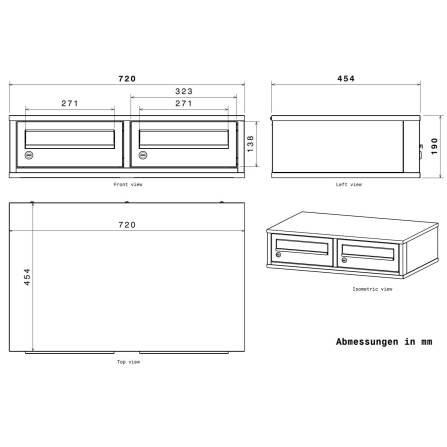 Metzler doppeltes Brieffach für Ihre Paketbox | mit austauschbarem Namensschild | Eisenglimmer | für Modellreihe Bispo Max