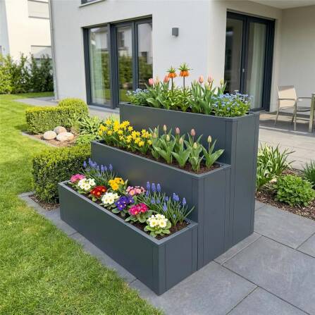 Metzler 3er-Set aus den Hochbeeten S, M und L | RAL 7016 Anthrazitgrau | 75  x 100 x 77 cm