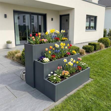 Metzler 3er-Set aus den Hochbeeten S, M und L | RAL 7016 Anthrazitgrau | 75  x 100 x 77 cm