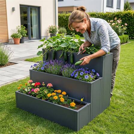 Metzler 3er-Set aus den Hochbeeten S, M und L | RAL 7016 Anthrazitgrau | 75  x 100 x 77 cm