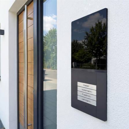 Metzler XDM10 PRO Video-Türsprechanlage mit austauschbarem Namensschild | 2-Draht-BUS | 4 Klingeltaster | RAL 7016 Anthrazit | Maxior