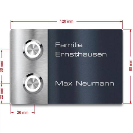 Metzler Sonnette immeuble collectif deux parties anthracite gravure | Adam