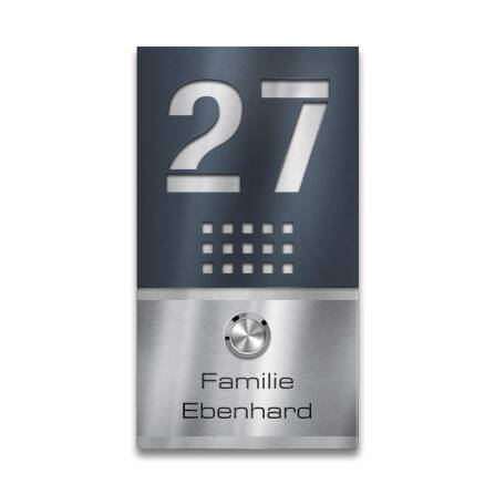 Metzler Sonnette sans fil  acier inoxydable anthracite avec gravure | Selma