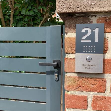 Metzler Sonnette sans fil  acier inoxydable anthracite avec gravure | Selma