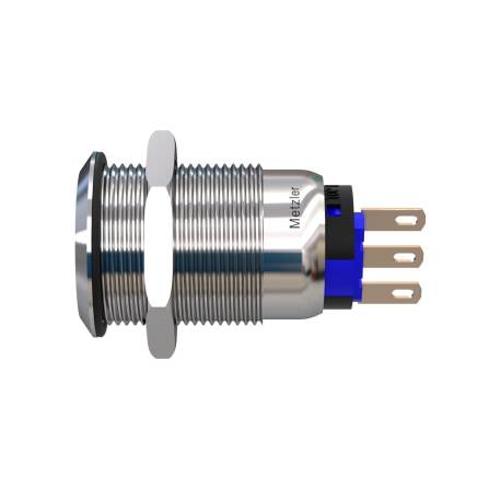 Metzler - Drucktaster 19mm - IP67 IK10 - Edelstahl - Flach - Lötkontakte