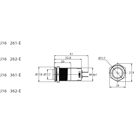 Metzler - Drucktaster 16mm - LED Ringbeleuchtung Rot - IP67 IK10 - Edelstahl - Hervorstehend - Lötkontakte
