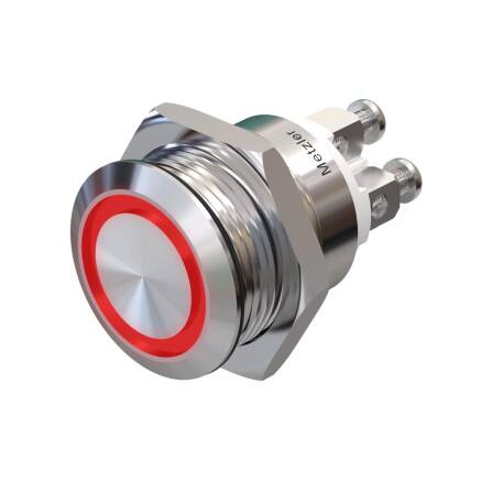 Metzler - Drucktaster 19mm - LED Ringbeleuchtung Rot -...