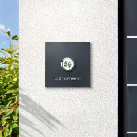 Metzler Türklingel mit Gravur + LED-Taster | RAL7016...