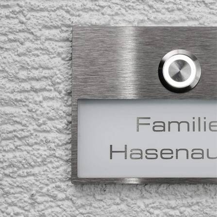 Metzler Türklingel Weiß austauschbares Namensschild Gravur | Otto Slim