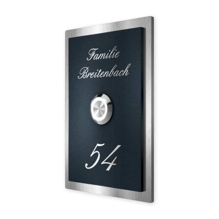 Metzler Klingelschild Edelstahl Anthrazit Gravur +...