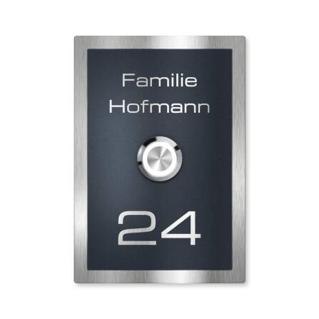 Metzler Klingelschild Edelstahl Anthrazit Gravur + LED-Taster | Decker