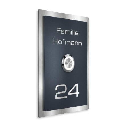 Metzler Klingelschild Edelstahl Anthrazit Gravur + LED-Taster | Decker