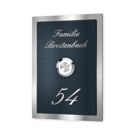 Metzler Klingelschild Edelstahl Anthrazit Gravur + LED-Taster | Decker