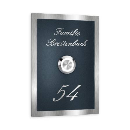 Metzler Klingelschild Edelstahl Anthrazit Gravur + LED-Taster | Decker