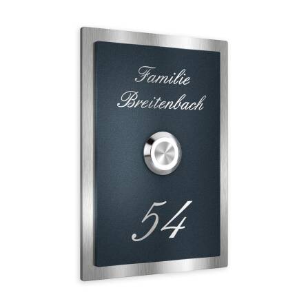 Metzler Klingelschild Edelstahl Anthrazit Gravur + LED-Taster | Decker