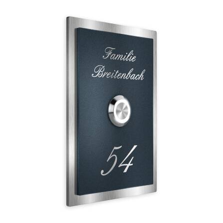 Metzler Klingelschild Edelstahl Anthrazit Gravur + LED-Taster | Decker