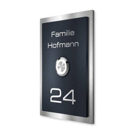 Metzler Klingelschild Edelstahl Anthrazit Gravur + LED-Taster | Decker