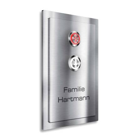 Metzler Klingelschild Edelstahl mit zwei LED-Tastern Gravur | Alvin