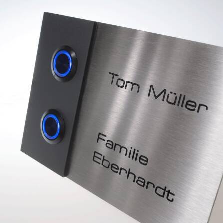 Metzler Türklingel Zweifamilienhaus Edelstahl Gravur | Adam