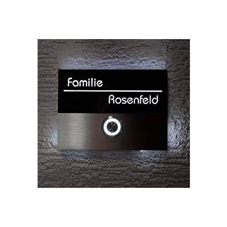 Metzler Campanello Nero Acciaio inox Incisione nominativa 3D LED opzionale | Sora