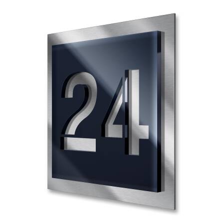 Metzler Hausnummernschild quadratisch Edelstahl Anthrazit