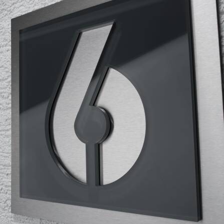 Metzler Hausnummernschild quadratisch Edelstahl Anthrazit