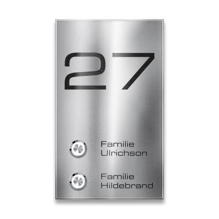 Metzler Funkklingel Zweifamilienhaus | personalisiert mit Gravur | Edelstahl gebürstet | Alan M2