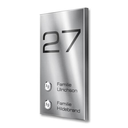 Metzler Funkklingel Zweifamilienhaus | personalisiert mit Gravur | Edelstahl gebürstet | Alan M2