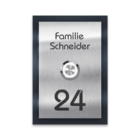 Metzler Klingelschild Anthrazit Edelstahl Gravur +...