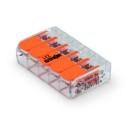 Wago Kompakt Verbindungsklemme 5-Leiter Verbinder mit Hebeln