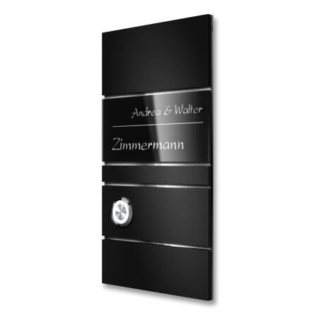Metzler Design Türklingel Schwarz Acrylglas Gravur optional | Ava Slim