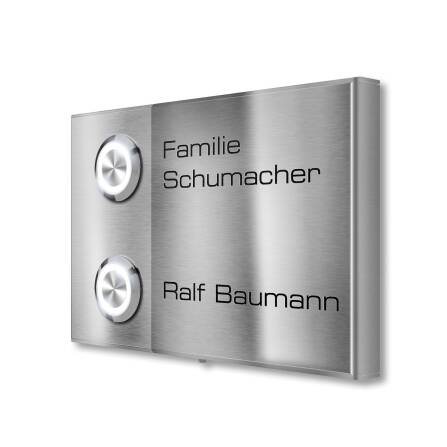 Metzler Klingel Aufputz Zweifamilienhaus Gravur | Edelstahl gebürstet | Vitus M2