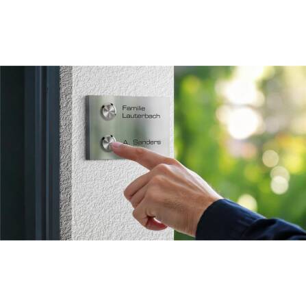 Metzler Klingel Aufputz Zweifamilienhaus Gravur | Edelstahl gebürstet | Vitus M2