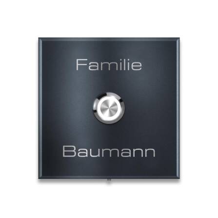 Metzler Türklingel Aufputz Anthrazit Edelstahl Gravur + LED-Taster | Vera