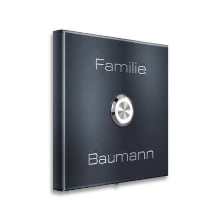 Metzler Türklingel Aufputz Anthrazit Edelstahl Gravur + LED-Taster | Vera