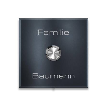 Metzler Türklingel Aufputz Anthrazit Edelstahl Gravur + LED-Taster | Vera