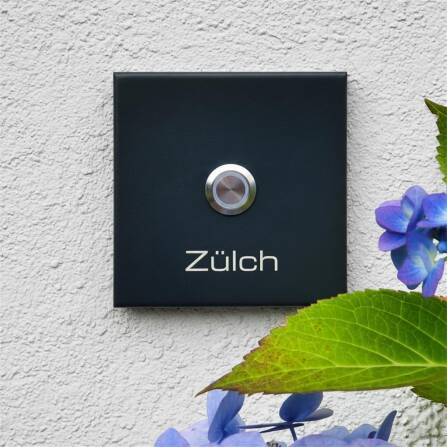 Metzler Türklingel Aufputz Anthrazit Edelstahl Gravur + LED-Taster | Vera