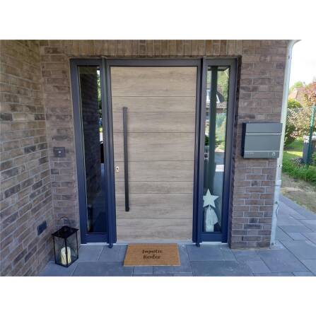 Metzler Türklingel Aufputz Anthrazit Edelstahl Gravur + LED-Taster | Vera