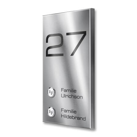 Metzler Türklingel Aufputz Zweifamilienhaus | Gravur optional | Edelstahl gebürstet | Alan M2