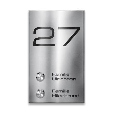Metzler Türklingel Aufputz Zweifamilienhaus | Gravur optional | Edelstahl gebürstet | Alan M2