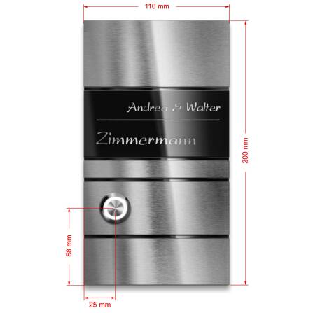 Metzler Design Türklingel Edelstahl Acrylglas Gravur | Ava Slim