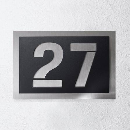 Plaque de numéro de maison en acier inoxydable en noir