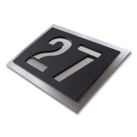 Plaque de numéro de maison en acier inoxydable en noir
