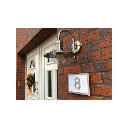 Hausnummernschild aus Edelstahl  in Weiß