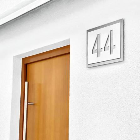 Metzler Hausnummernschild Edelstahl Weiß