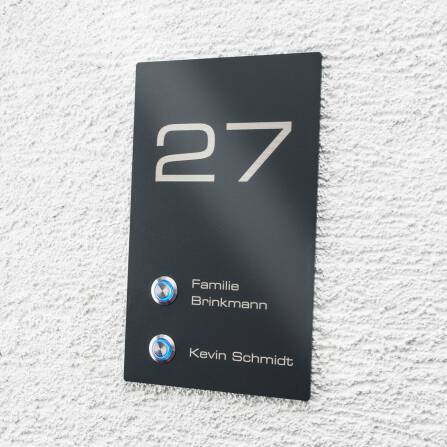 Metzler Türklingel Zweifamilienhaus Anthrazit Gravur | Alan Slim M2